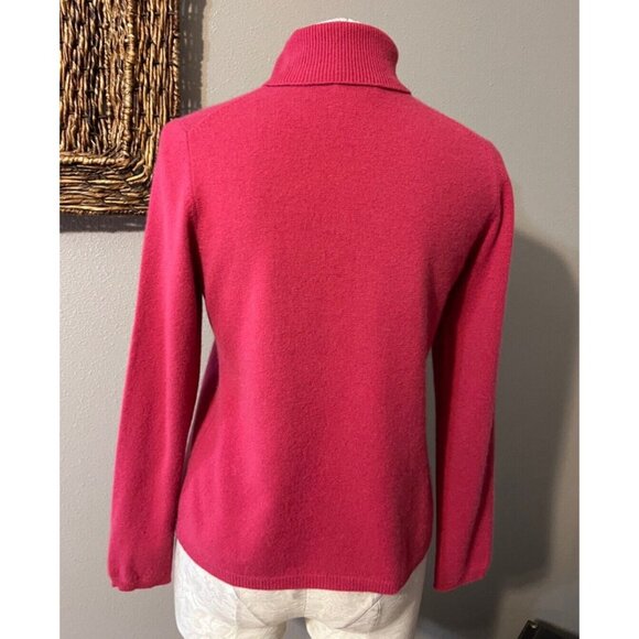 CHARTER CLUB Womens Sweater Dark Pink M Medium Cashmere Turtleneck Pullover - Picture 3 of 5